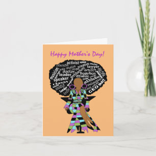 Afrikanische Amerikanerin Word Art Mother's Day Ca Karte