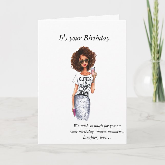 Afrikanische Amerikanerin zum Geburtstag Karte (Vorderseite)