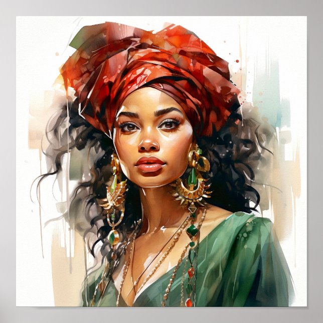 Afrikanische Amerikanerinnen Rot und Grün Poster (Vorne)