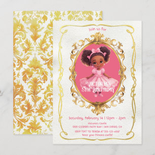Afrikanische Amerikanisch-Goldpink-Prinzessin Birt Einladung