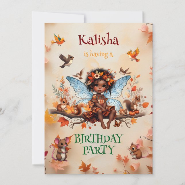 Afrikanische Amerikanisch-verzauberte Fairy Birthd Einladung (Vorderseite)