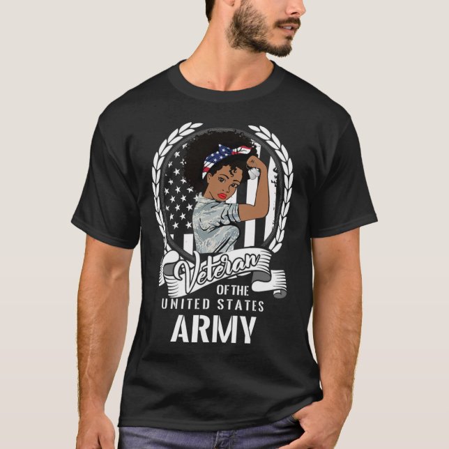 Afrikanische Amerikanische Armee Veteran Schwarze  T-Shirt (Vorderseite)