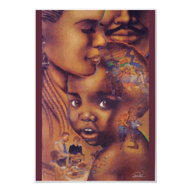 Afrikanische Amerikanische Familie Fotodruck (Vorne)