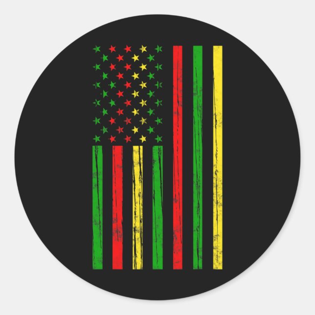 Afrikanische amerikanische Flagge für den Monat de Runder Aufkleber (Vorderseite)