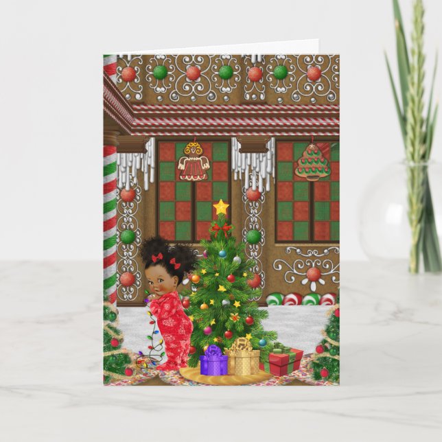 Afrikanische amerikanische Kinderweihnachtskarte Feiertagskarte (Vorderseite)
