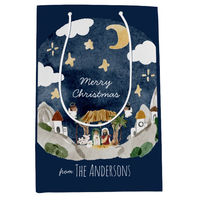 Afrikanische Amerikanische Krippe Weihnachten Mittlere Geschenktüte (Vorderseite)