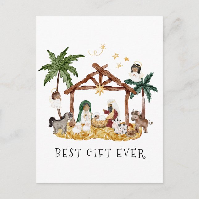 Afrikanische Amerikanische Krippe Weihnachten Postkarte (Vorderseite)
