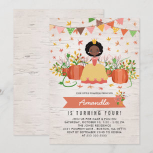 Afrikanische amerikanische Kürbisprinzessin Birthd Einladung