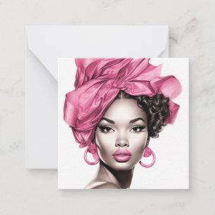 Afrikanische amerikanische Lady mit rosa Highlight Mitteilungskarte