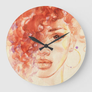 Afrikanische amerikanische Mode, Aquarellbilder. Große Wanduhr
