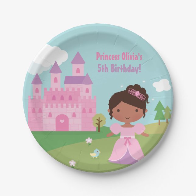 Afrikanische amerikanische Prinzessin Birthday Pappteller (Vorderseite)
