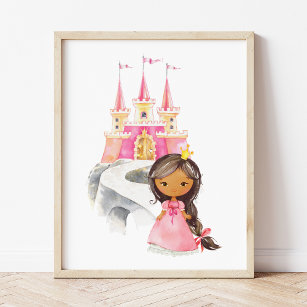 Afrikanische Amerikanische Prinzessin, Burg, Girl- Poster