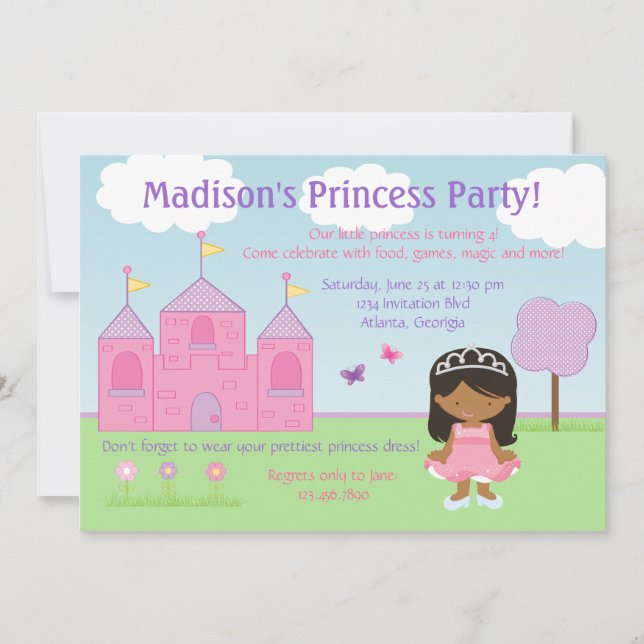 Afrikanische amerikanische Prinzessin Party Einladung (Vorderseite)