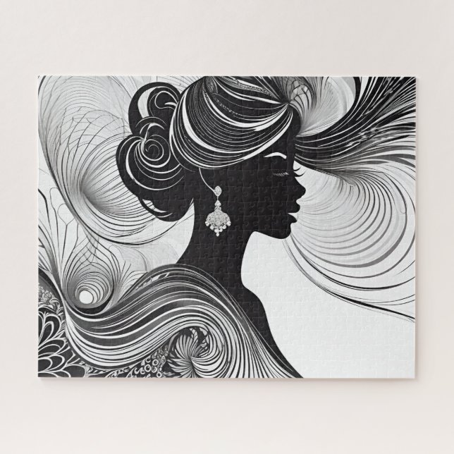 Afrikanische amerikanische Silhouette Beauty Encha (Horizontal)