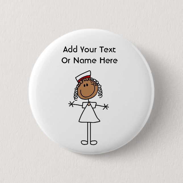 Afrikanische amerikanische Strichmännchen-T - Button (Vorderseite)