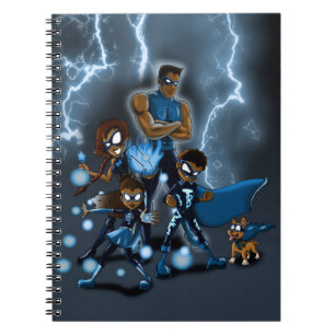 Afrikanische amerikanische Superhero-Familie Notizblock