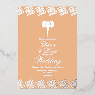 Afrikanische Ankara Elephant Wedding gepresst    Folieneinladung