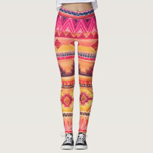 afrikanische Aquarellfarbe, lebendiges Muster Leggings