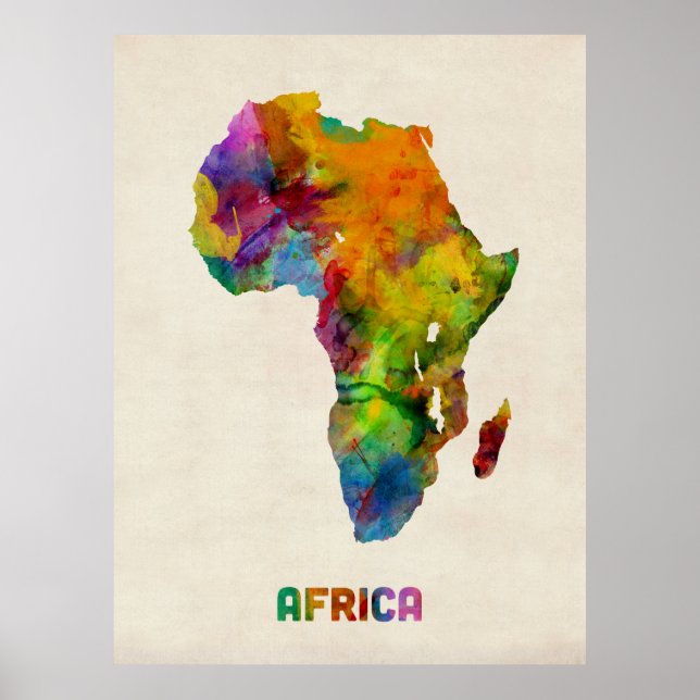 Afrikanische Aquarellkarte Poster (Vorne)