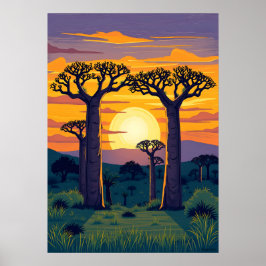 Afrikanische Baobab-Bäume Poster
