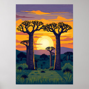 Afrikanische Baobab-Bäume Poster