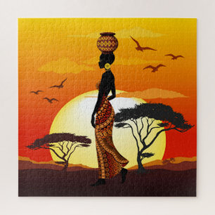 Afrikanische Beautiful Woman Silhouette über afrik