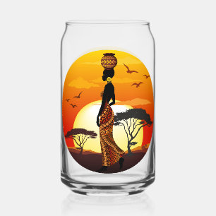 Afrikanische Beautiful Woman Silhouette über afrik Dosenglas