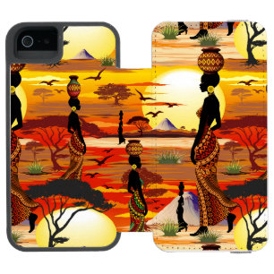 Afrikanische Beautiful Woman Silhouette über afrik Incipio Watson™ iPhone 5 Geldbörsen Hülle