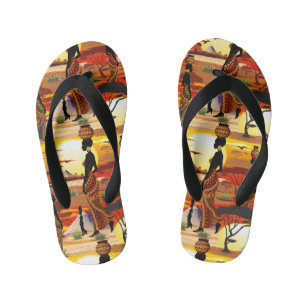 Afrikanische Beautiful Woman Silhouette über afrik Kinderbadesandalen