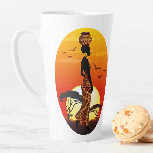 Afrikanische Beautiful Woman Silhouette über afrik Milchtasse (Beispiel)