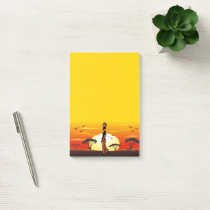 Afrikanische Beautiful Woman Silhouette über afrik Post-it Klebezettel