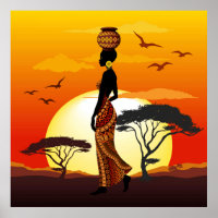 Afrikanische Beautiful Woman Silhouette über afrik