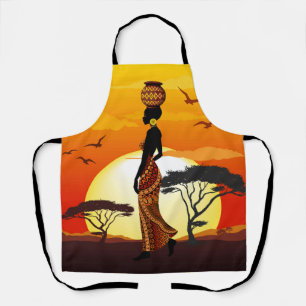 Afrikanische Beautiful Woman Silhouette über afrik Schürze