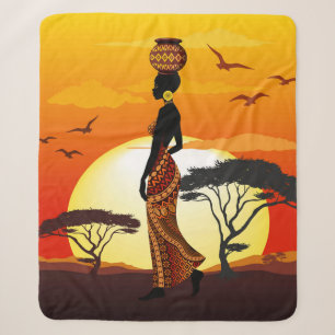 Afrikanische Beautiful Woman Silhouette über afrik Sherpadecke