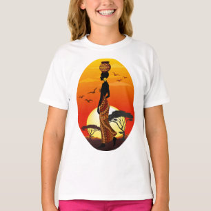 Afrikanische Beautiful Woman Silhouette über afrik T-Shirt