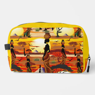 Afrikanische Beautiful Woman Silhouette über afrik Waschbeutel
