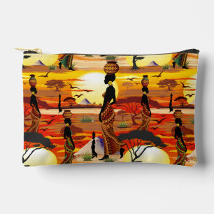 Afrikanische Beautiful Woman Silhouette über afrik Zubehörtasche