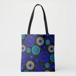 Afrikanische blaue Sonnenburst-Geometrie-Schultert Tasche