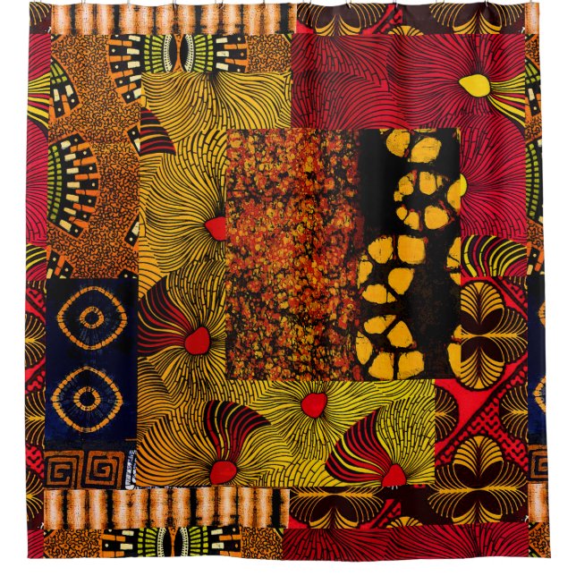 afrikanische Blumengrafik Duschvorhang (Vorderseite)