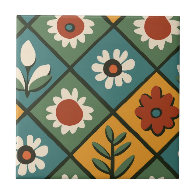Afrikanische Blumenstrasse Fliese (Vorderseite)