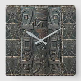 afrikanische Carvinguhr Quadratische Wanduhr
