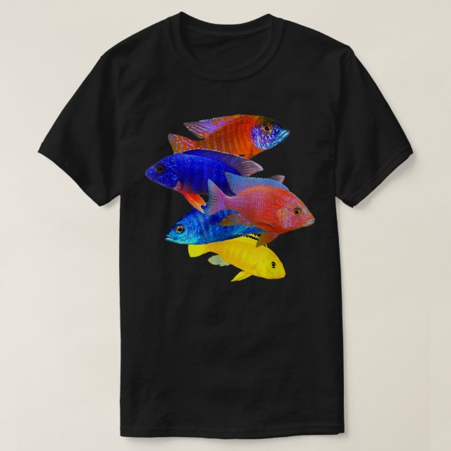 afrikanische Cichlids Pfauenpfropfzüchter T-Shirt (Design vorne)