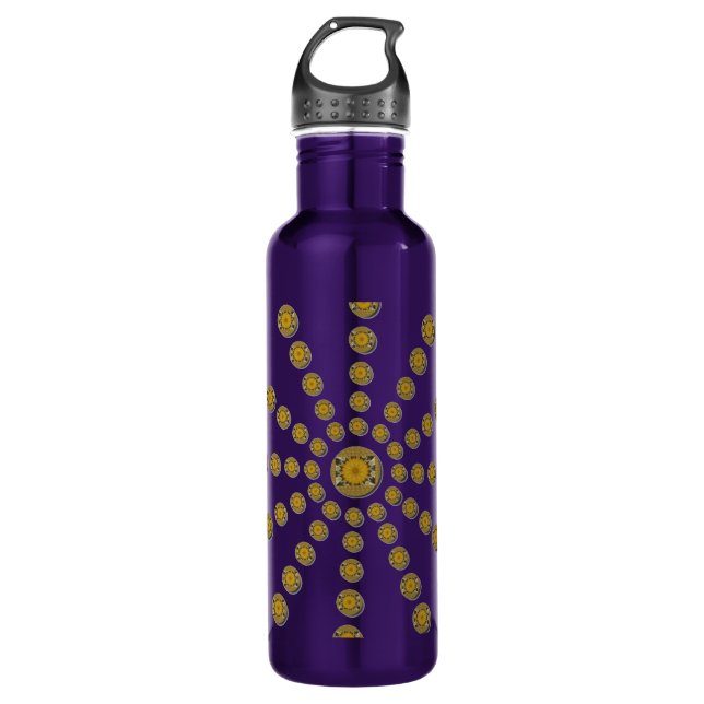 Afrikanische Coole Sonnenblume Polka Dot Art Print Edelstahlflasche (Vorderseite)