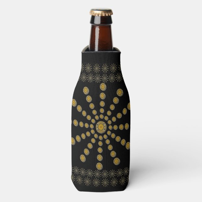 Afrikanische Coole Sonnenblume Polka Dot Art Print Flaschenkühler (Flaschenvorderseite)