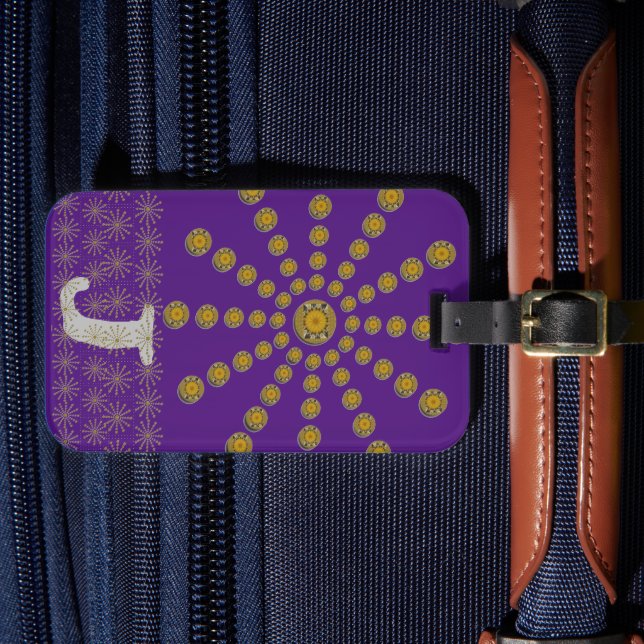 Afrikanische Coole Sonnenblume Polka Dot Art Print Gepäckanhänger (Vorderseite Insitu 4)