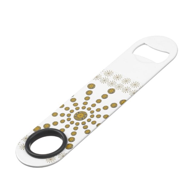 Afrikanische Coole Sonnenblume Polka Dot Art Print Speed Flaschenöffner (Rückseite Schrägansicht)