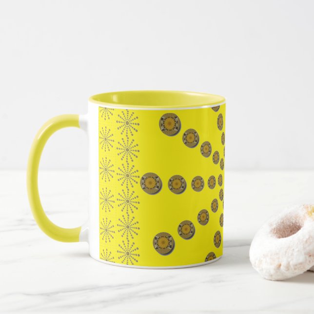 Afrikanische Coole Sonnenblume Polka Dot Art Print Tasse (Mit Donut)