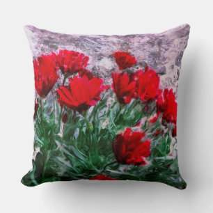 Afrikanische Daisien rot mit Watercolor Kissen
