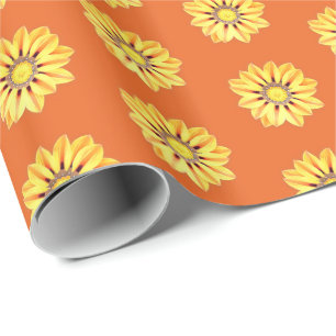 Afrikanische Daisy / Gazania, Orange und Gelb Geschenkpapier