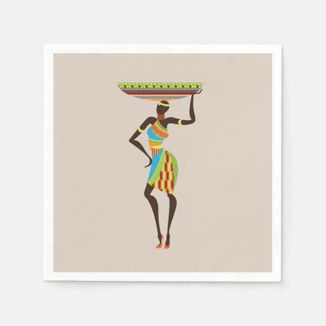 Afrikanische Dame Afrikanisches Dinner Party Serviette (Vorderseite)
